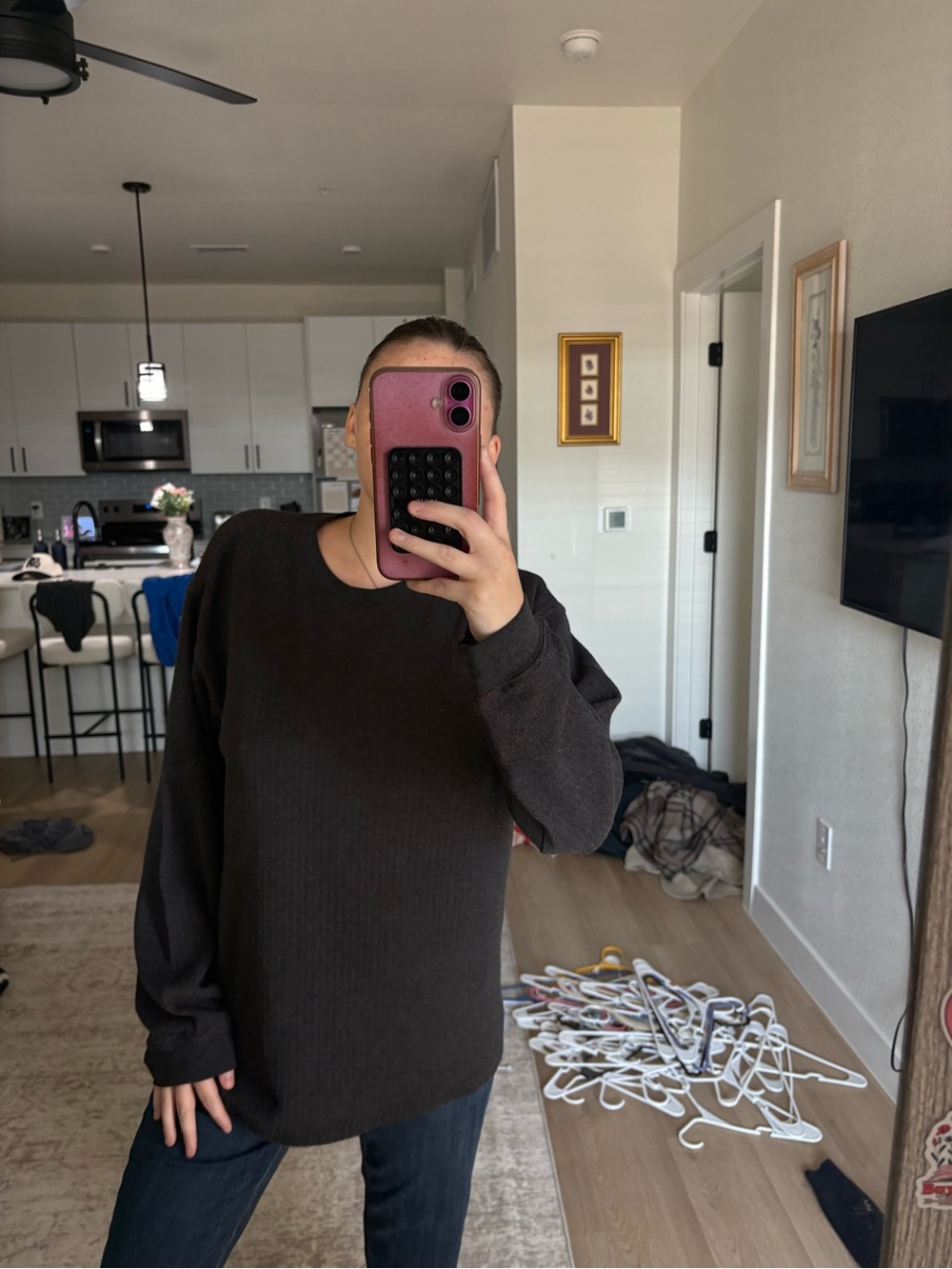 Farah Black Ribbed Crewneck Sweater
